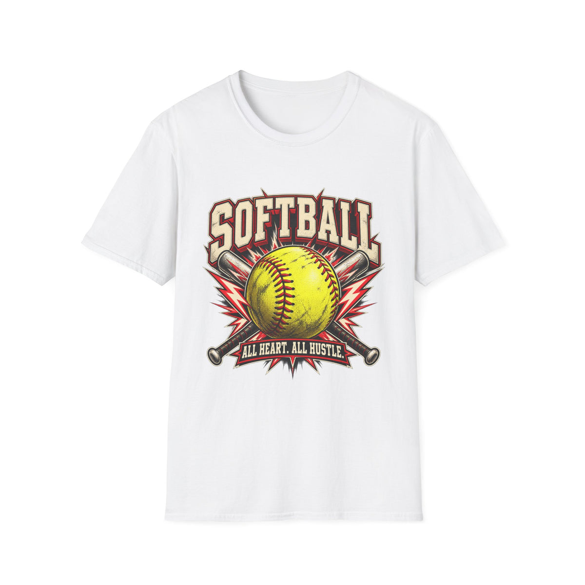 Softball T-Shirt — "Softball: All Heart, All Hustle" Graphic Tee