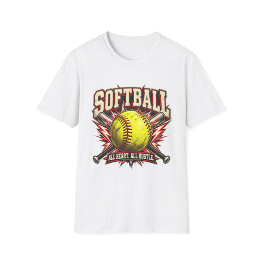 Softball T-Shirt — "Softball: All Heart, All Hustle" Graphic Tee