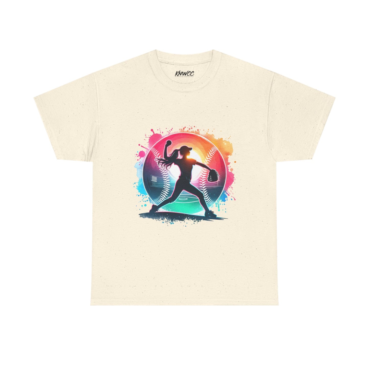 Running Silhouette Softball Tee — Colorful Sunset Runner Graphic Shirt