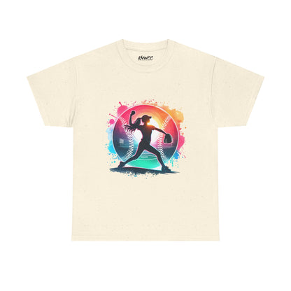 Running Silhouette Softball Tee — Colorful Sunset Runner Graphic Shirt – product image 5