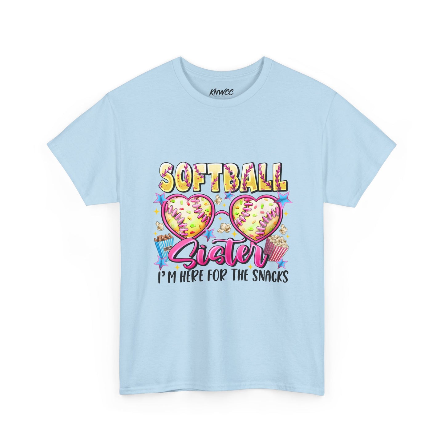 Softball Sister T-Shirt — “I’m Here for the Snacks” Youth/Adult Tee