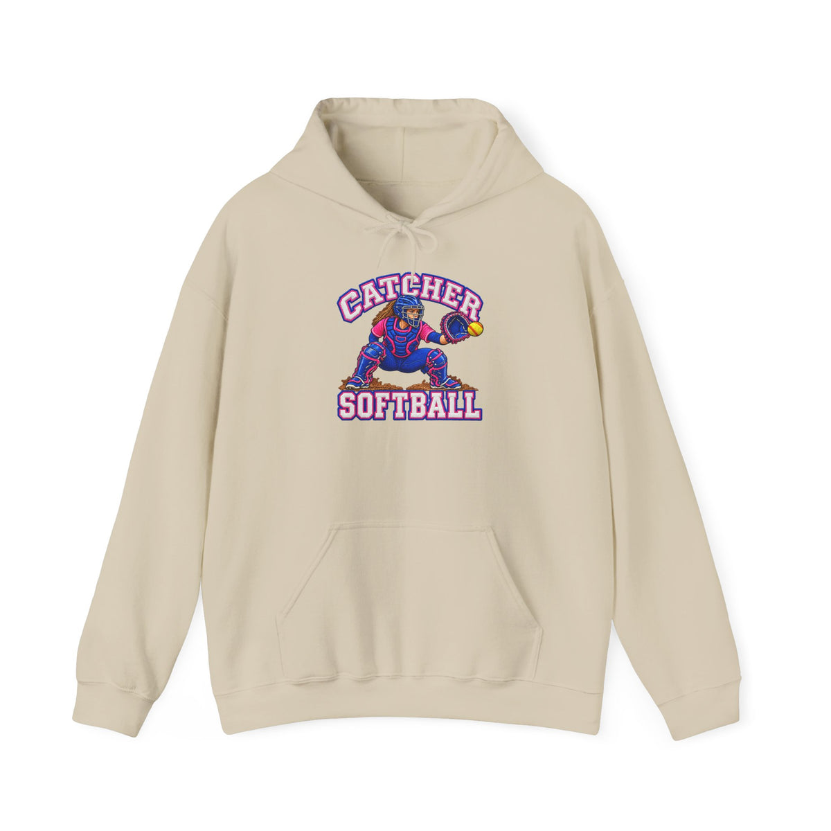 Catcher Softball Hoodie — Vintage Style Catcher Graphic Pullover