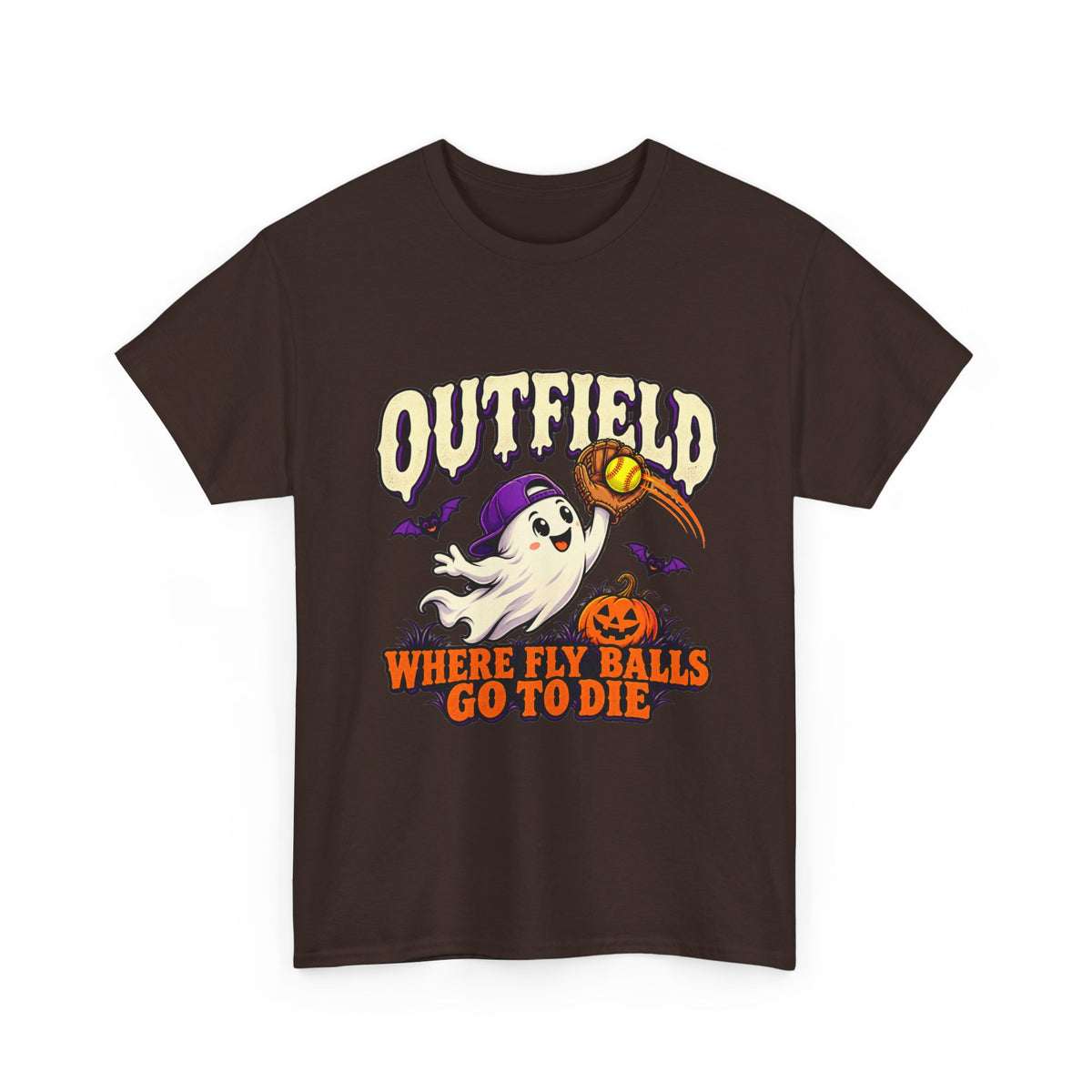 Outfield Where Fly Balls Go to Die Baseball Halloween T-Shirt