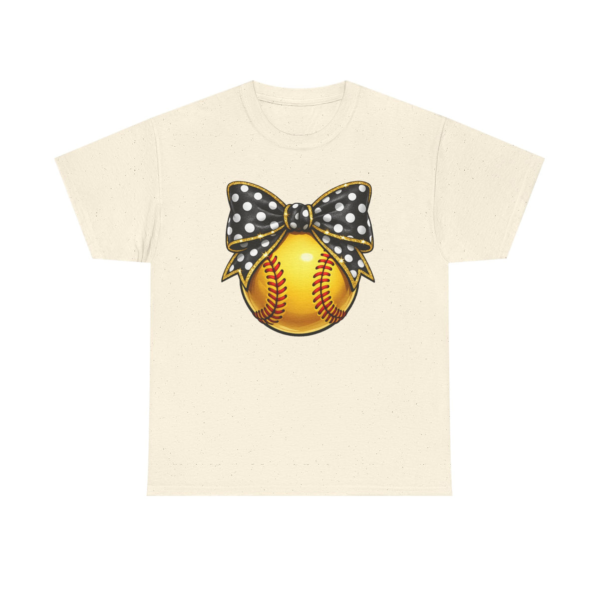 Softball Bow Tee — Polka Dot Bow Softball Graphic T-Shirt