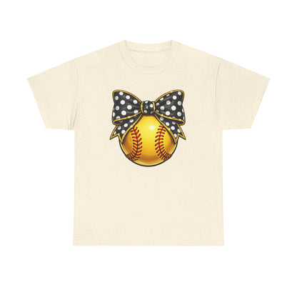 Softball Bow Tee — Polka Dot Bow Softball Graphic T-Shirt