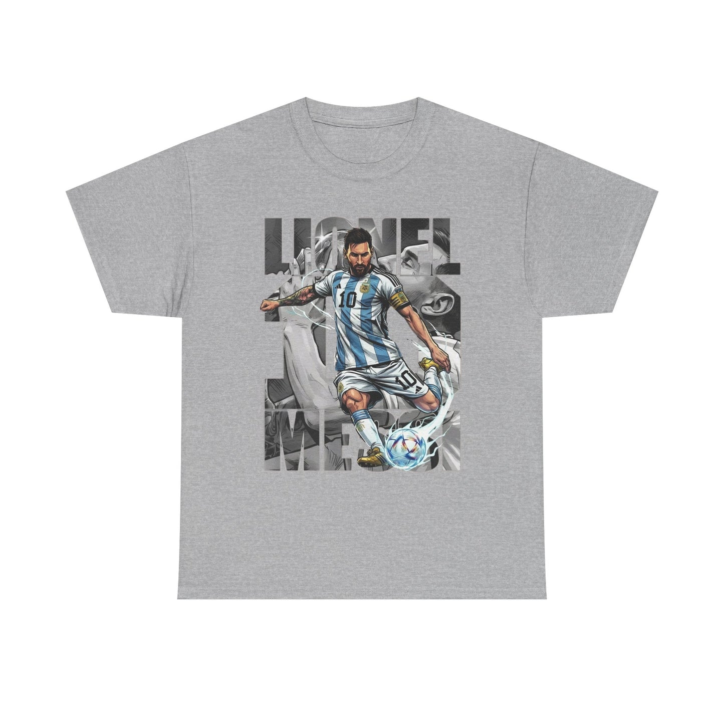 Soccer Star Graphic Tee Front — Argentina Striped Jersey Player Design