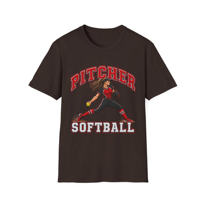 Pitcher Softball T-Shirt — Women's Softball Player Graphic Tee