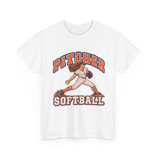 Pitcher Softball T-Shirt — Vintage Female Pitcher Graphic Tee