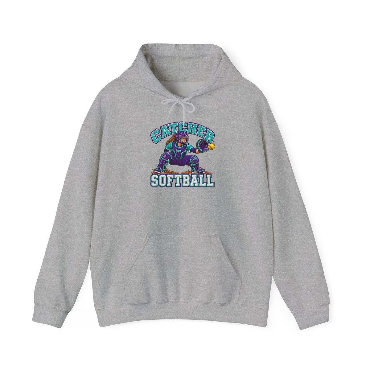 Catcher Softball Hoodie — Cute Retro Mascot Design