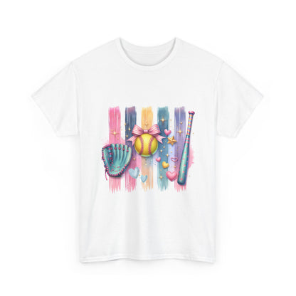Softball Gear Watercolor T-Shirt — Baseball Bat, Glove & Ball Design – product image 19
