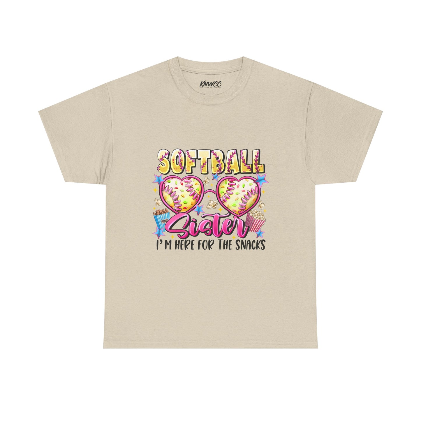 Softball Sister T-Shirt — “I’m Here for the Snacks” Youth/Adult Tee