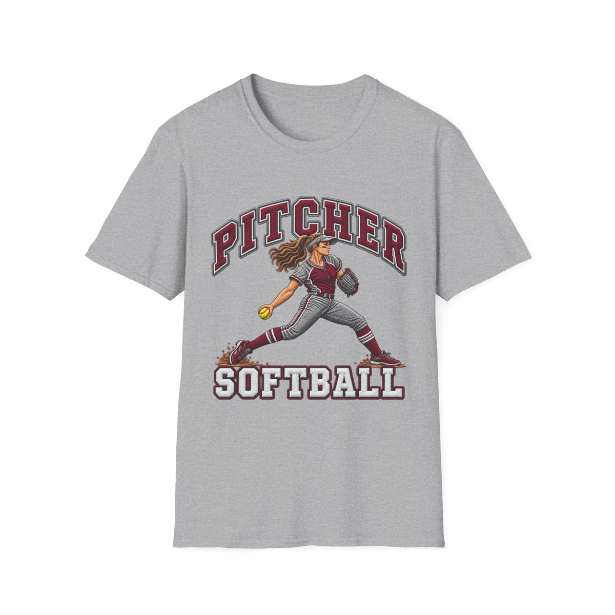 Pitcher Softball T-Shirt — Vintage Female Pitcher Graphic Tee