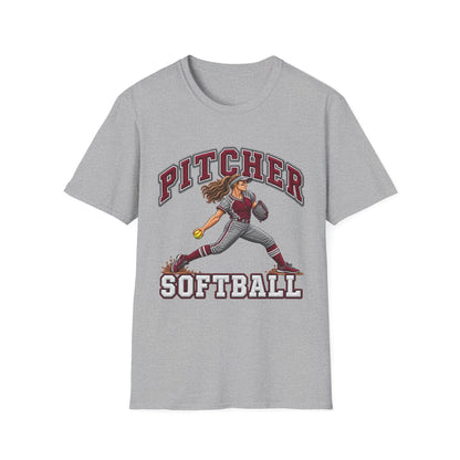 Pitcher Softball T-Shirt — Vintage Female Pitcher Graphic Tee