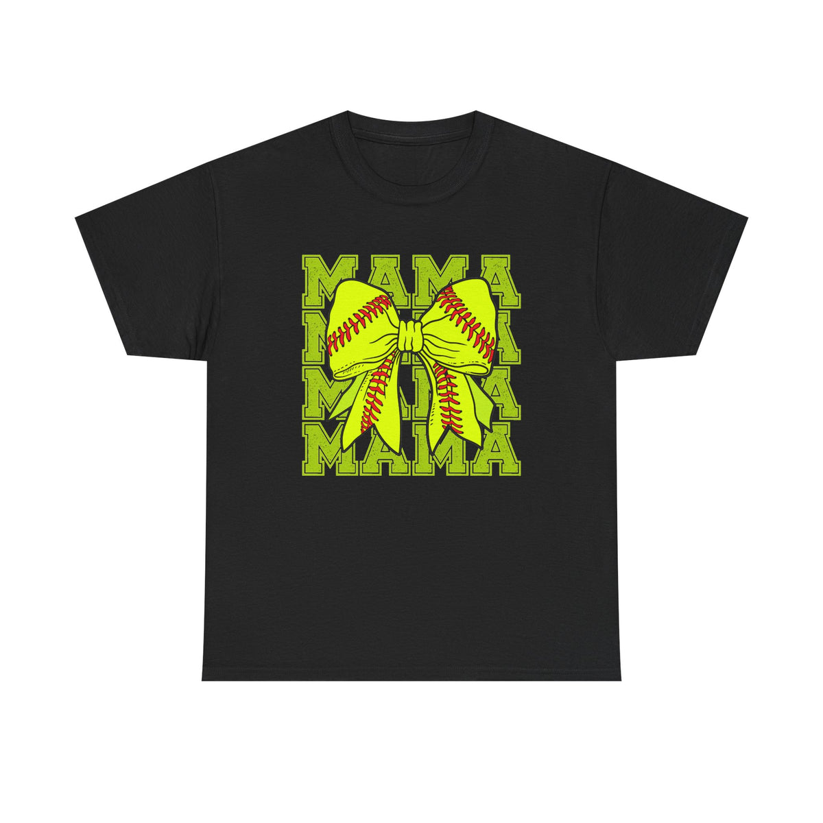 Softball Mama T-Shirt – Neon Bow "MAMA" Graphic