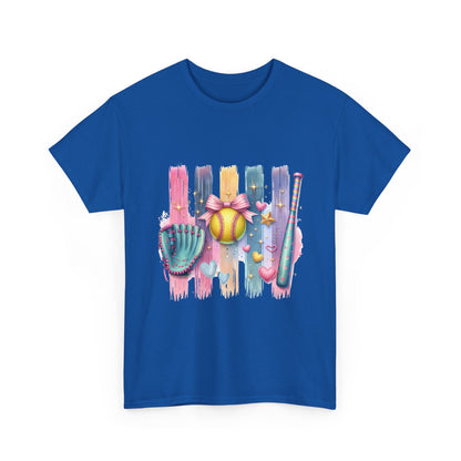 Softball Gear Watercolor T-Shirt — Bat, Glove & Ball Graphic Tee