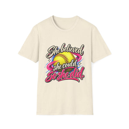 She Believed She Could So She Did Softball T-Shirt