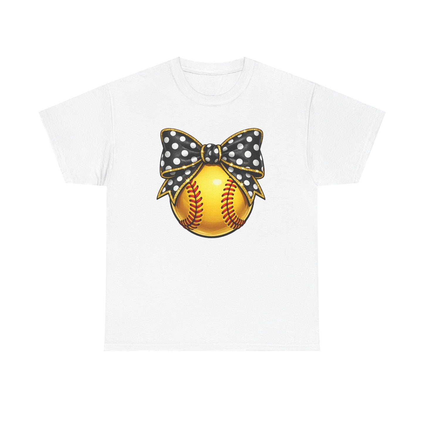Softball Bow Tee — Polka Dot Bow Softball Graphic T-Shirt
