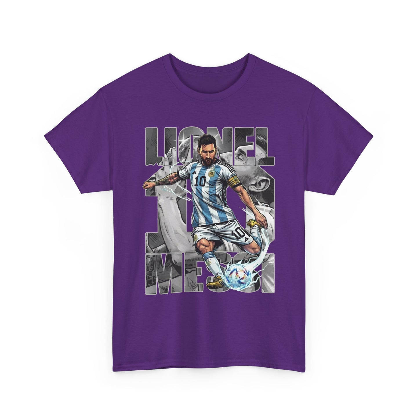 Soccer Star Graphic Tee Front — Argentina Striped Jersey Player Design