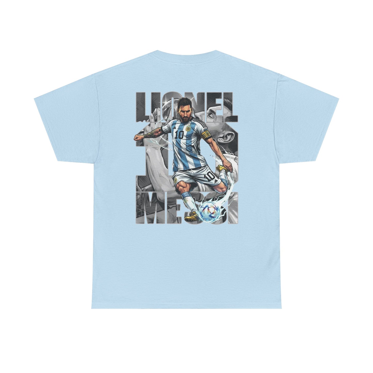 Soccer Star Graphic Tee Back — Argentina Striped Jersey Player Design