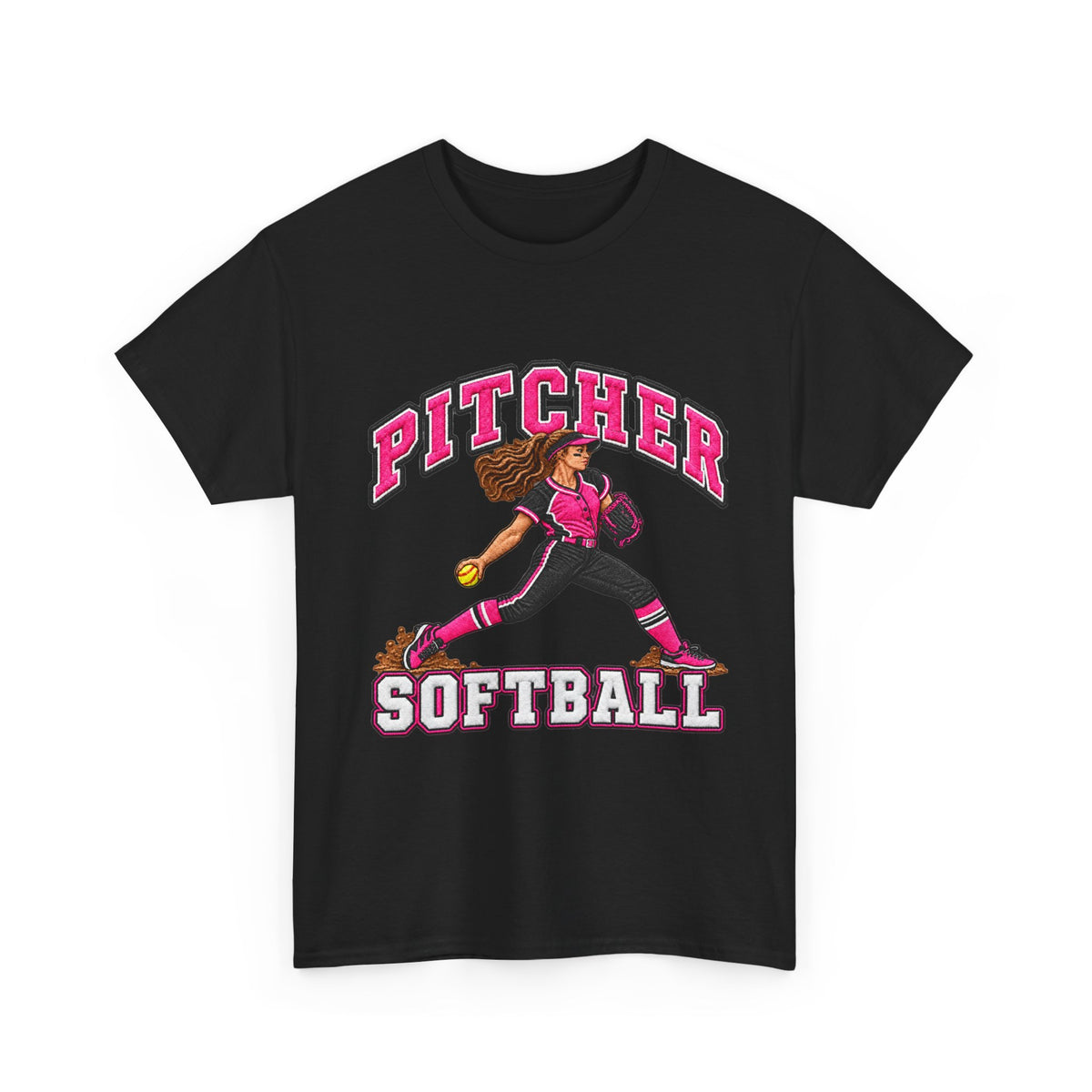Softball Pitcher T‑Shirt – Pink Team Graphic Tee