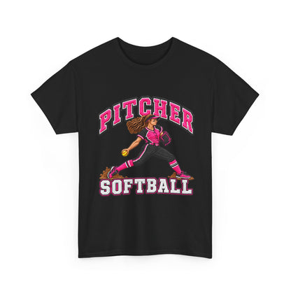 Softball Pitcher T‑Shirt – Pink Team Graphic Tee