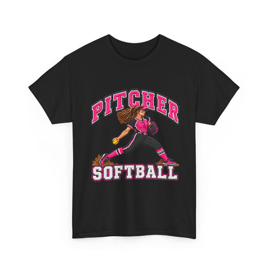 Softball Pitcher T‑Shirt – Pink Team Graphic Tee
