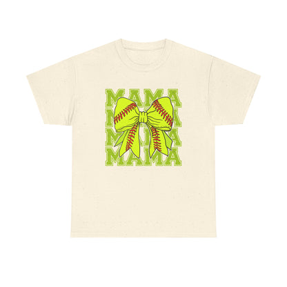 Softball Mama T-Shirt – Neon Bow "MAMA" Graphic