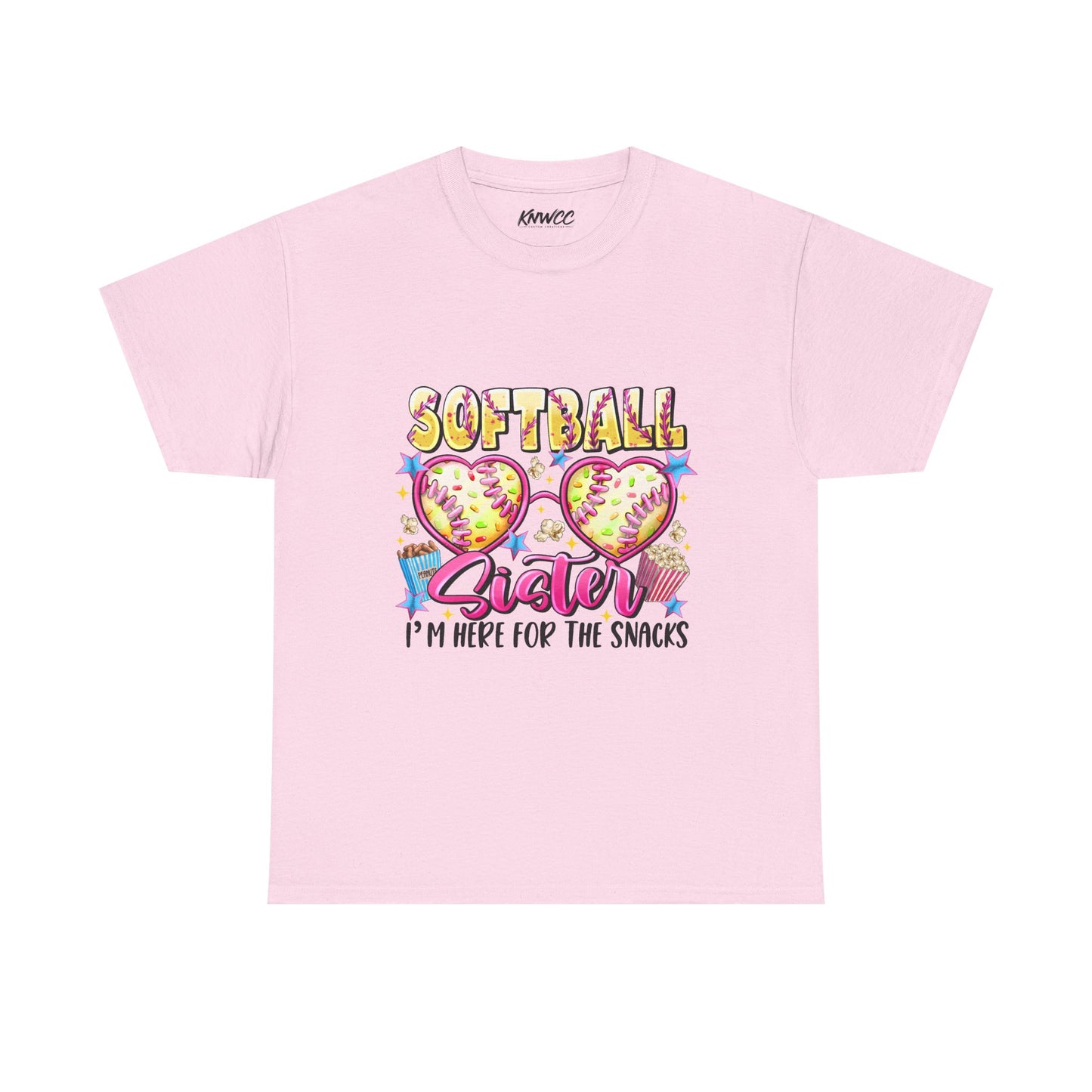 Softball Sister T-Shirt — “I’m Here for the Snacks” Youth/Adult Tee
