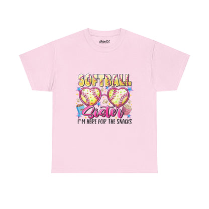 Softball Sister T-Shirt — “I’m Here for the Snacks” Youth/Adult Tee – product image 6