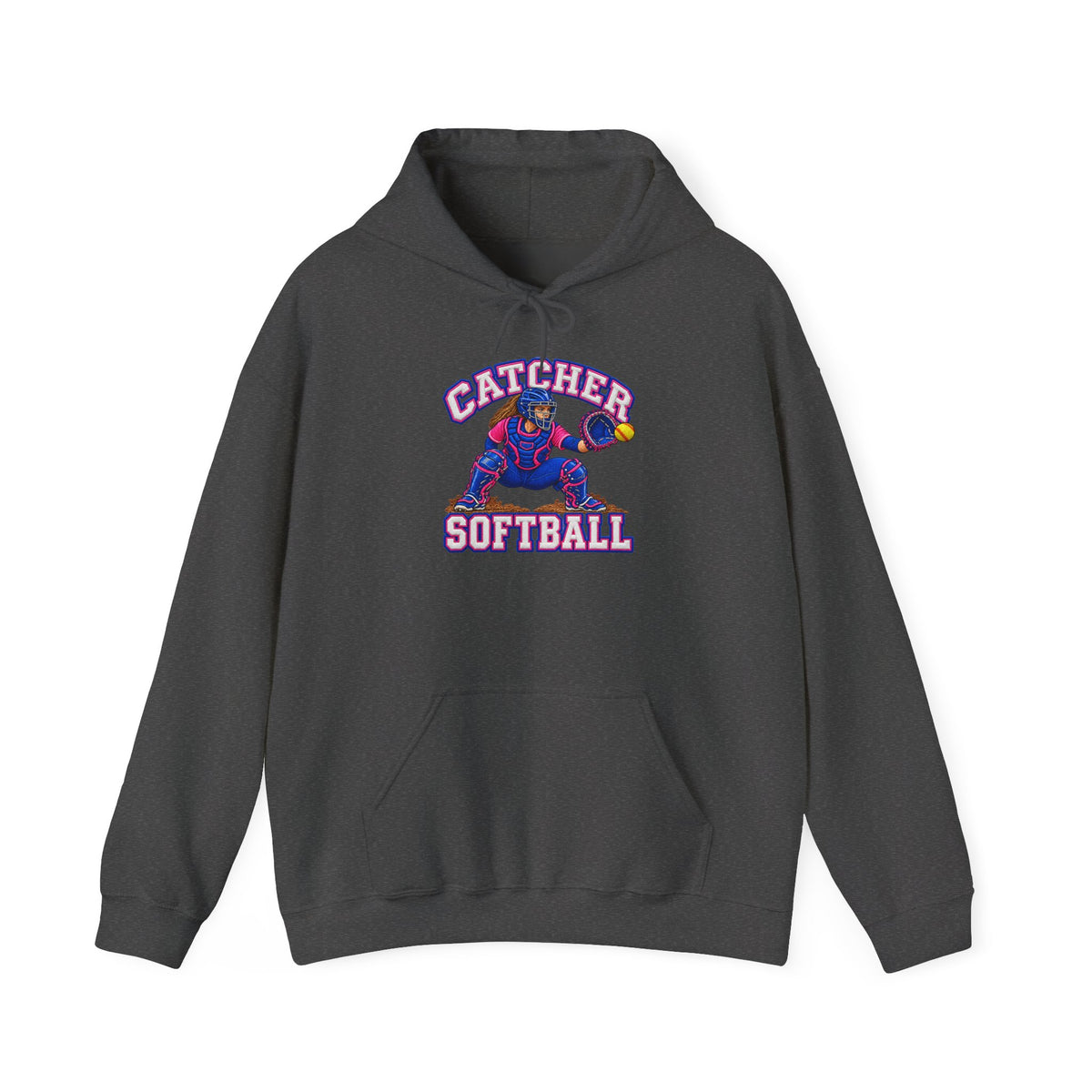 Catcher Softball Hoodie — Vintage Style Catcher Graphic Pullover