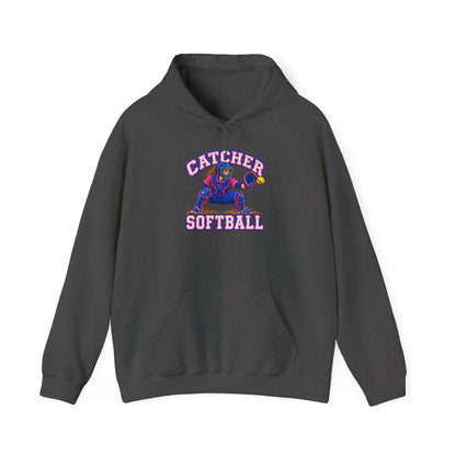 Catcher Softball Hoodie — Vintage Style Catcher Graphic Pullover