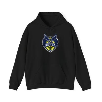 Union City Soccer Crest Hoodie — Vintage Eagle Shield Logo Pullover