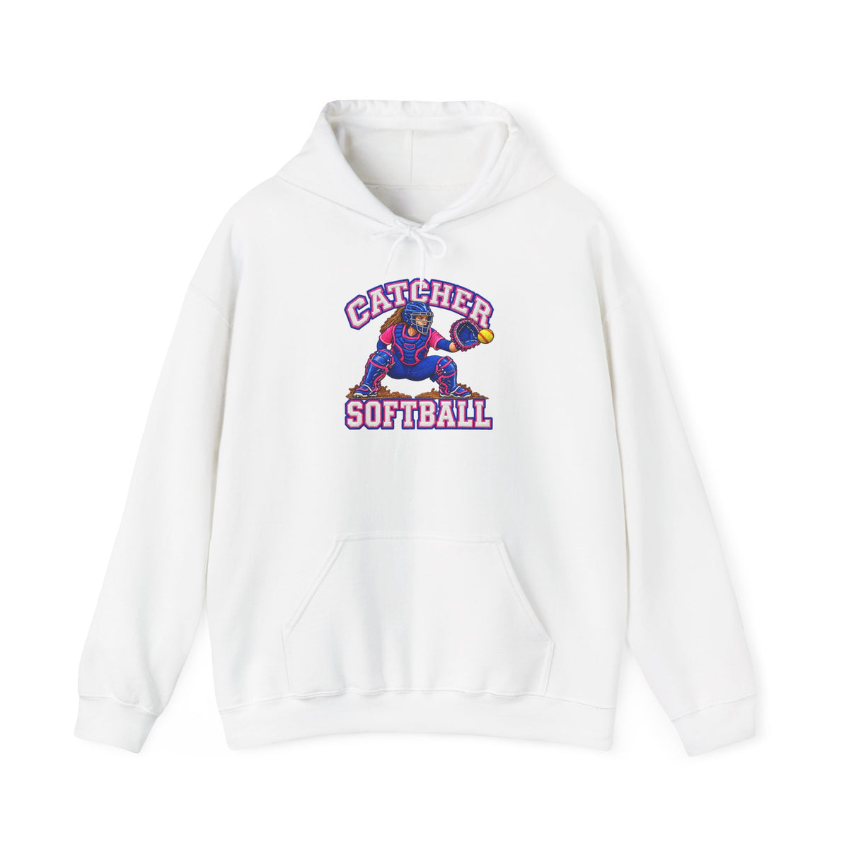 Catcher Softball Hoodie — Vintage Style Catcher Graphic Pullover