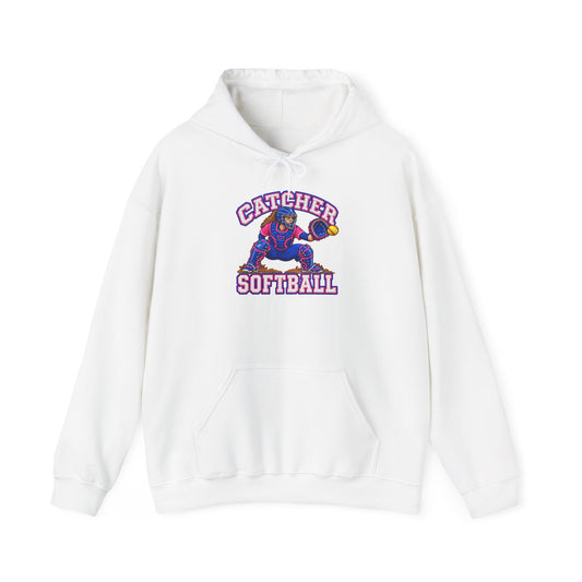 Catcher Softball Hoodie — Vintage Style Catcher Graphic Pullover
