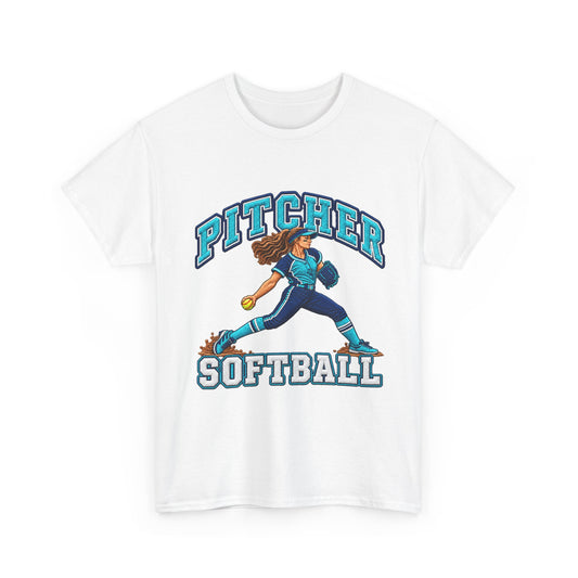 Softball Pitcher Graphic Tee — "Pitcher Softball" Vintage Player Design