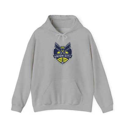 Union City Soccer Crest Hoodie — Vintage Eagle Shield Logo Pullover