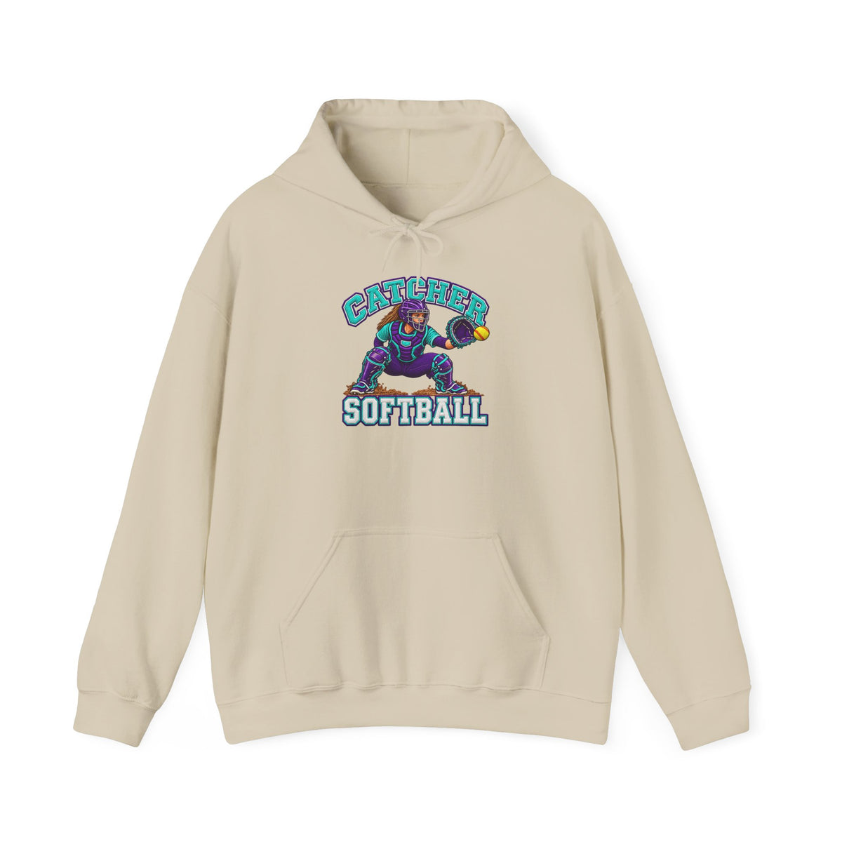 Catcher Softball Hoodie — Cute Retro Mascot Design