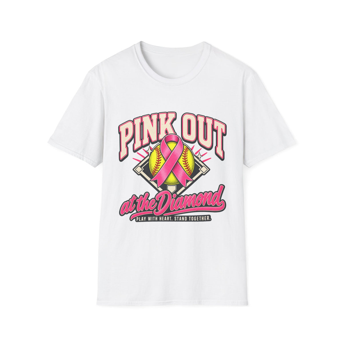 Pink Out Softball T-Shirt — "Pink Out at the Diamond" Breast Cancer Awareness