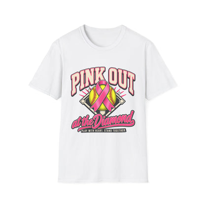 Pink Out Softball T-Shirt — "Pink Out at the Diamond" Breast Cancer Awareness