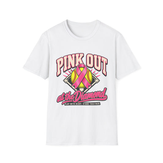 Pink Out Softball T-Shirt — "Pink Out at the Diamond" Breast Cancer Awareness