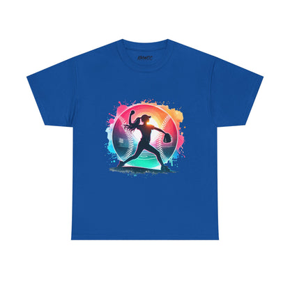Running Silhouette Softball Tee — Colorful Sunset Runner Graphic Shirt – product image 8