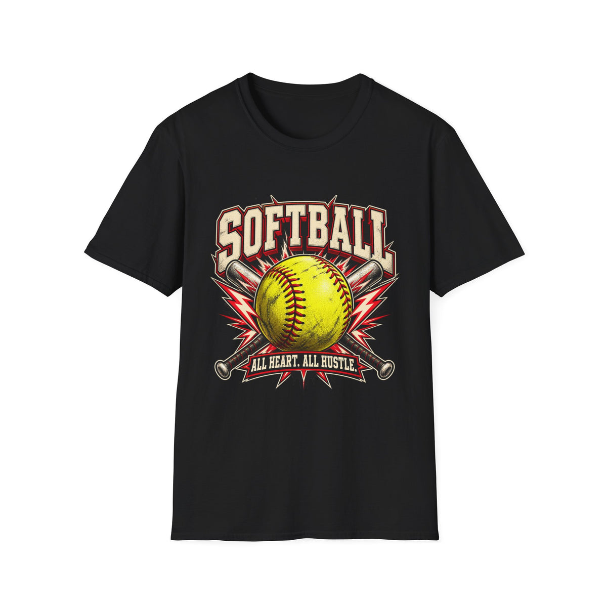 Softball T-Shirt — "Softball: All Heart, All Hustle" Graphic Tee