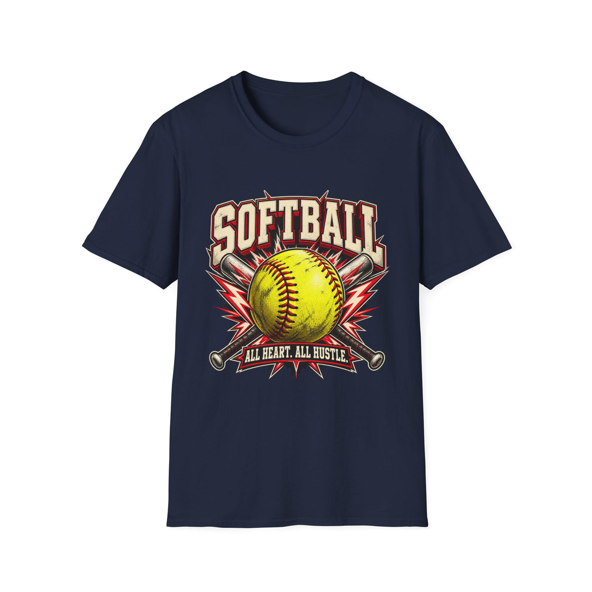 Softball T-Shirt — "Softball: All Heart, All Hustle" Graphic Tee
