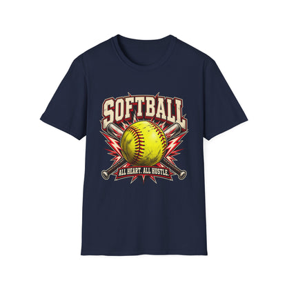 Softball T-Shirt — "Softball: All Heart, All Hustle" Graphic Tee