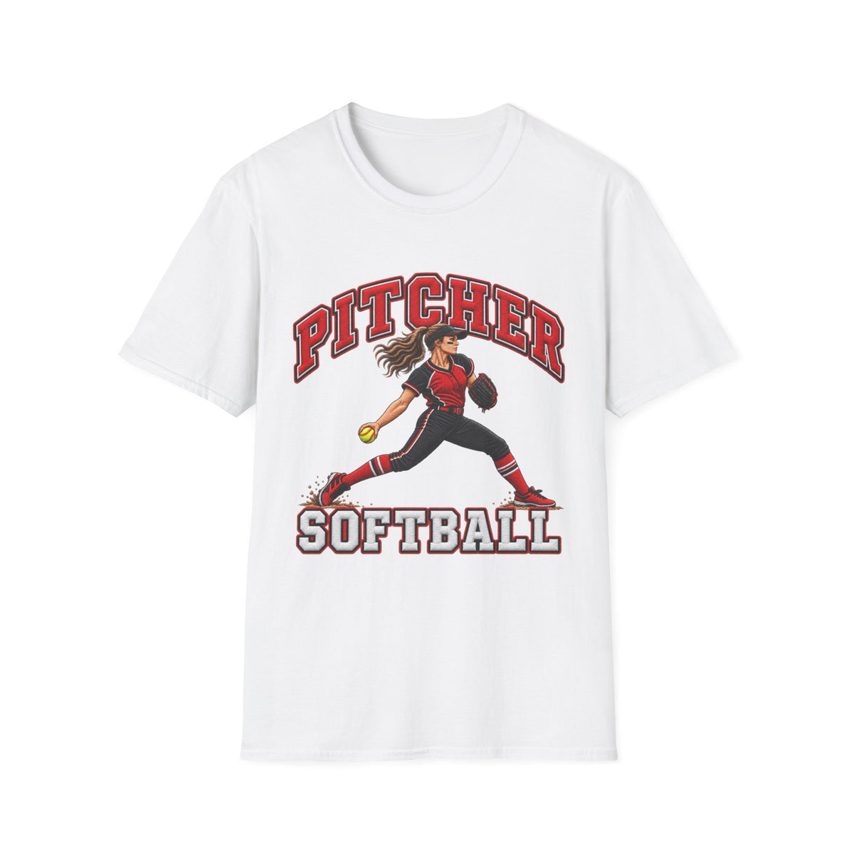 Pitcher Softball T-Shirt — Women's Softball Player Graphic Tee