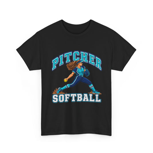 Softball Pitcher Graphic Tee — "Pitcher Softball" Vintage Player Design