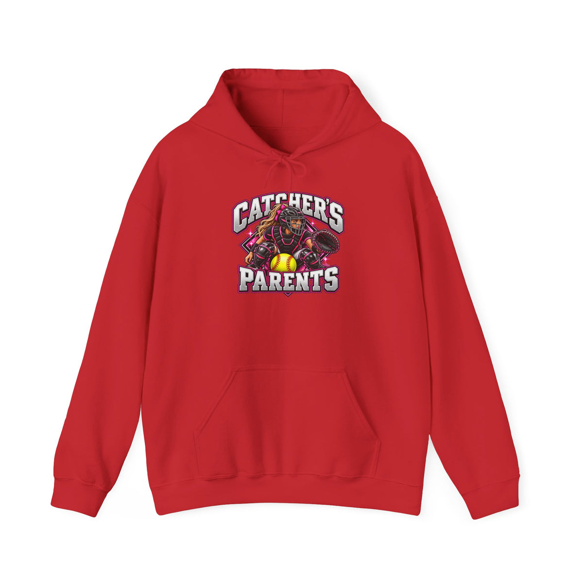 Catcher's Parents Hoodie — Personalized Back Name & Number Baseball Supporter Sweatshirt
