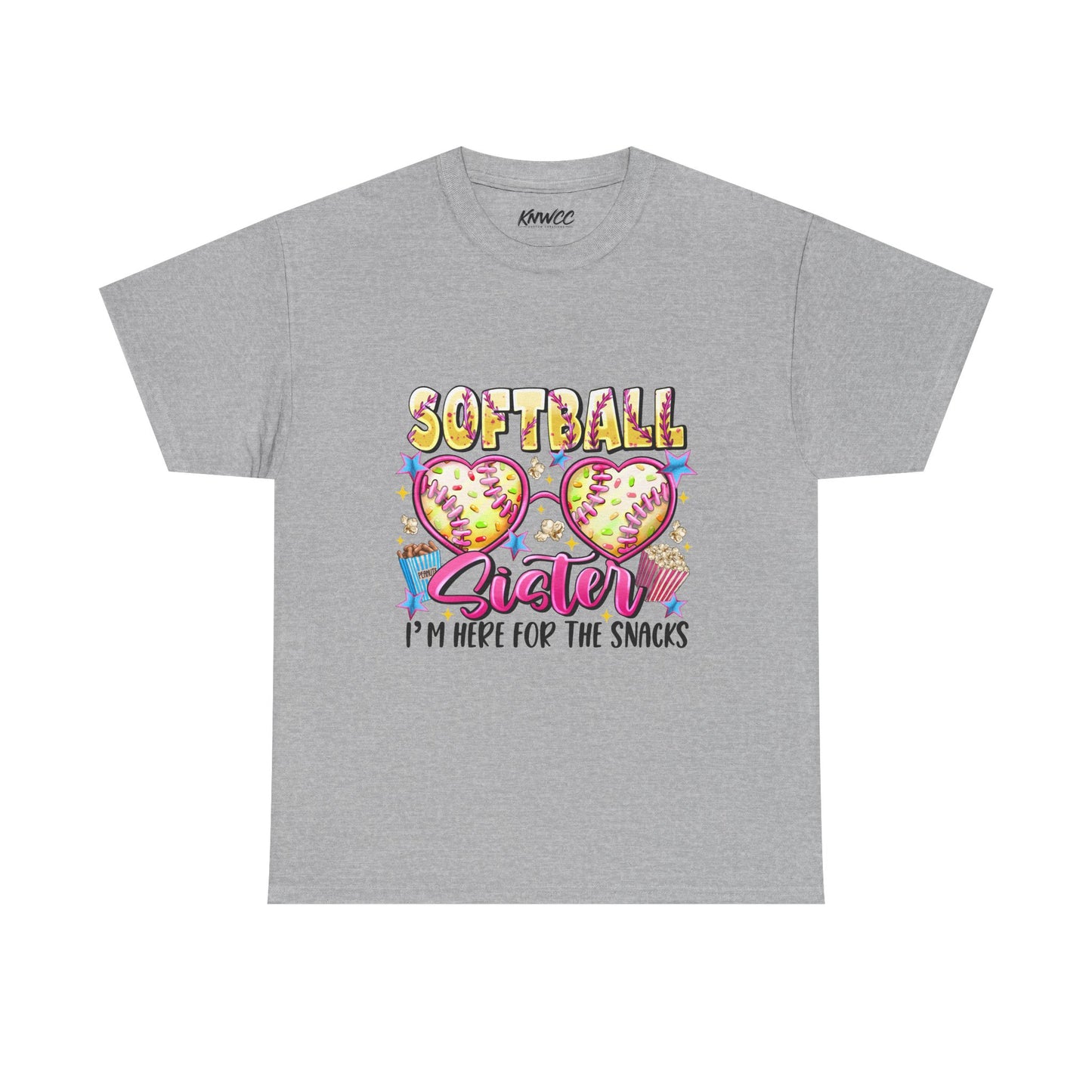 Softball Sister T-Shirt — “I’m Here for the Snacks” Youth/Adult Tee