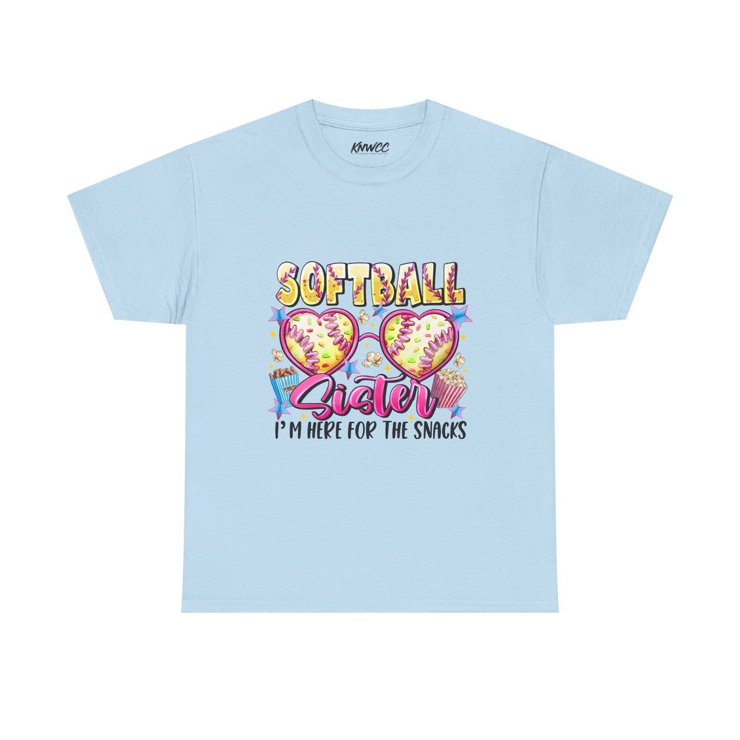 Softball Sister T-Shirt — “I’m Here for the Snacks” Youth/Adult Tee