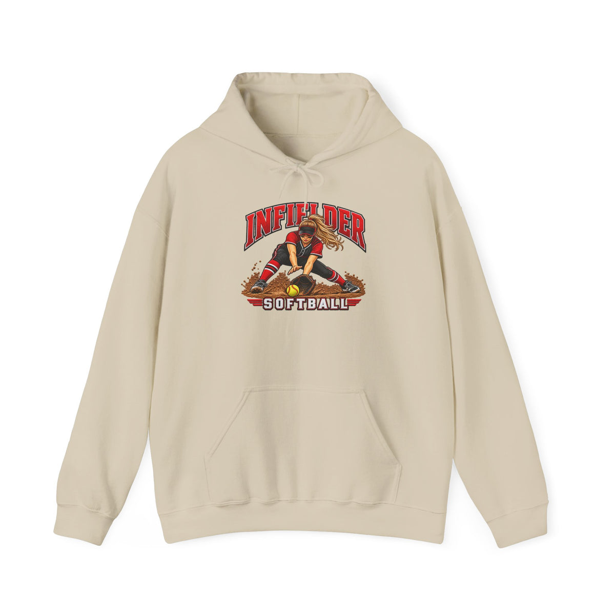 Softball Infielder Hoodie — Retro Player Graphic Sweatshirt